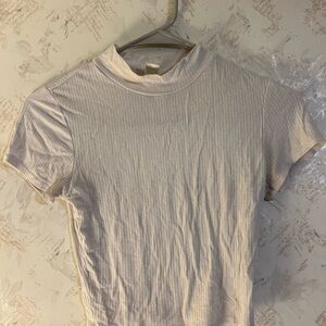 Bozzolo Cream Ribbed Tee